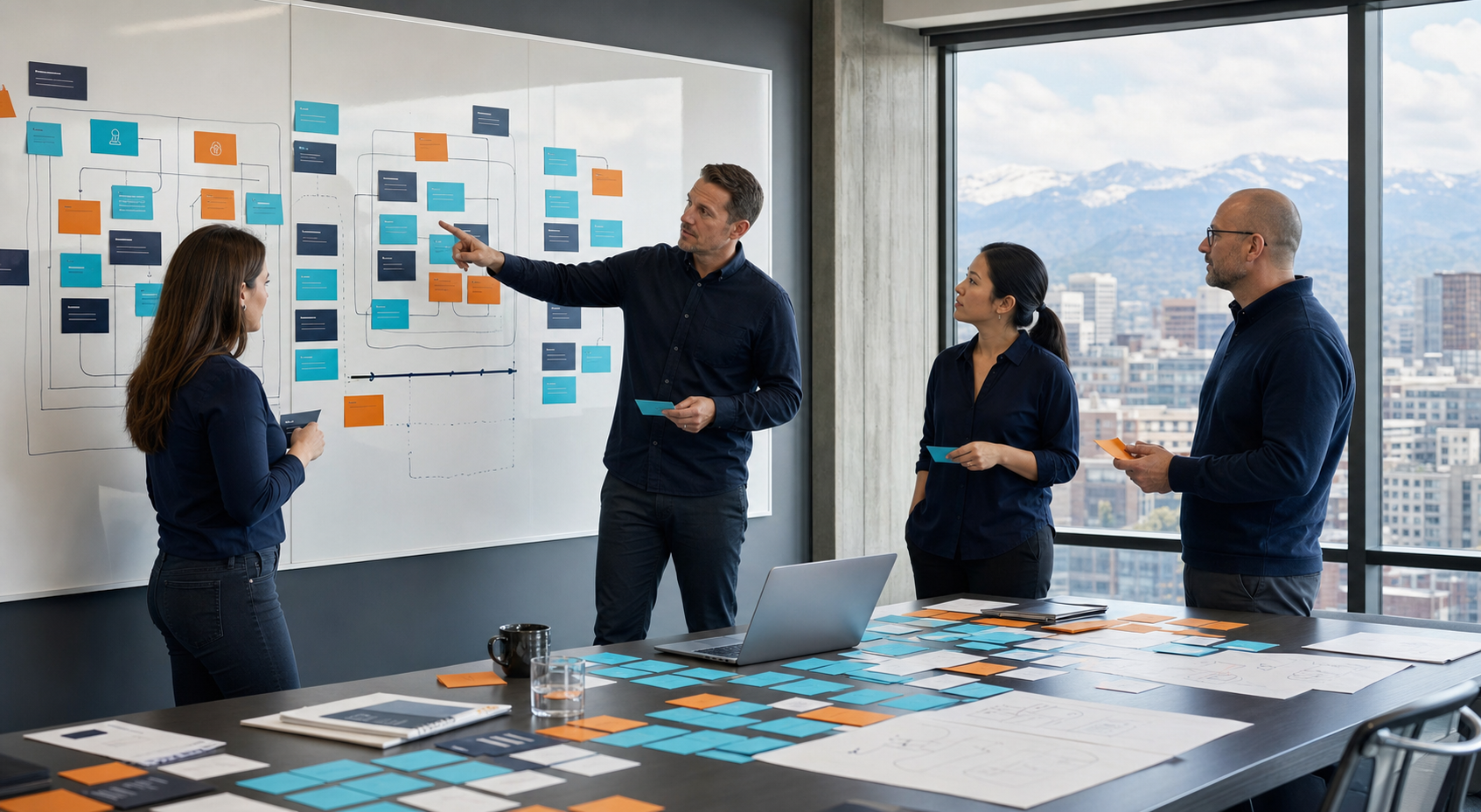 Remote-access stakeholders mapping trust boundaries in a workshop