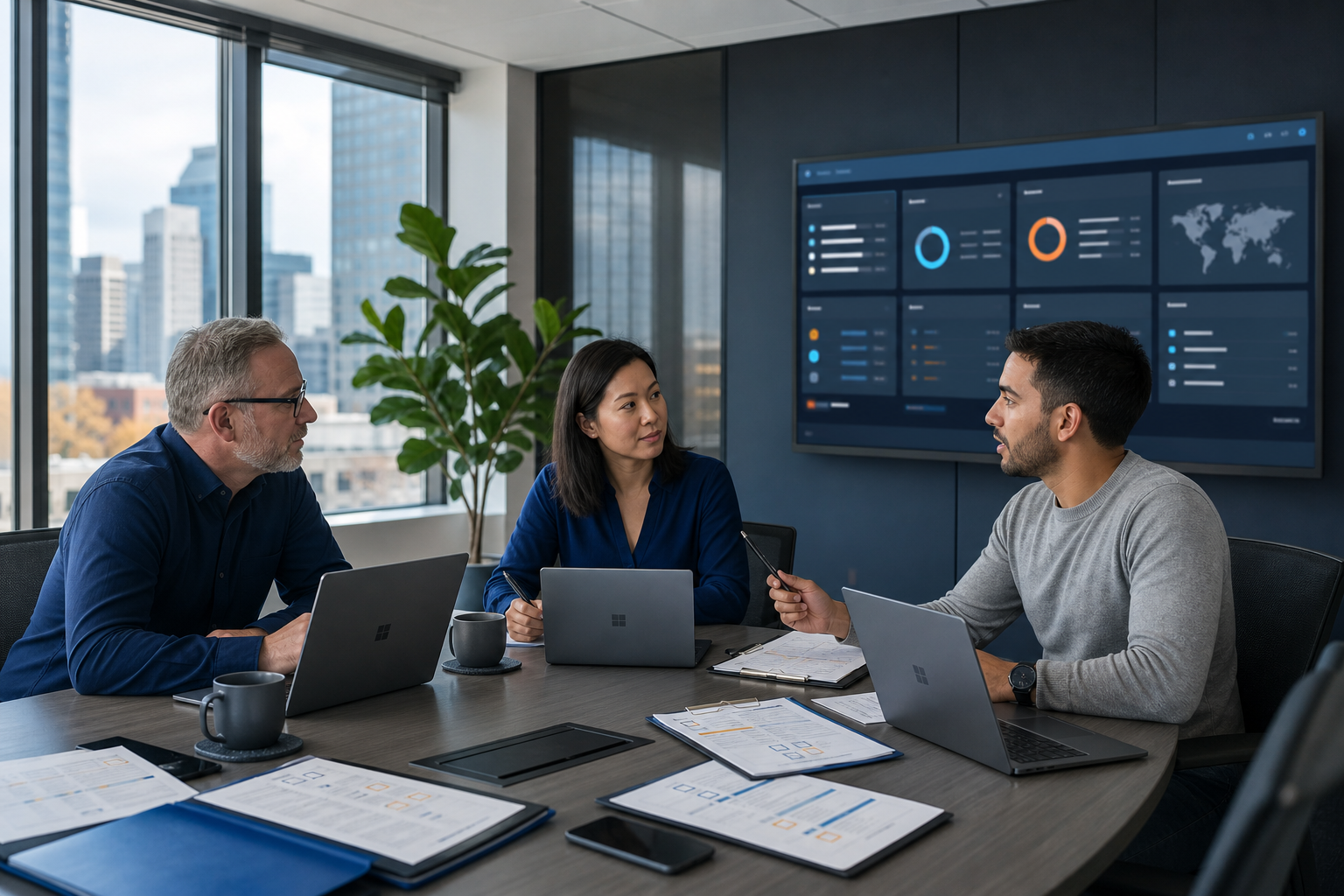 Enterprise IT team reviewing a Windows endpoint rollout